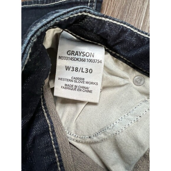 Silver Mens Jeans Grayson Dark Wash Distressed Grayson 38 X 30 Stretch - Picture 5 of 5